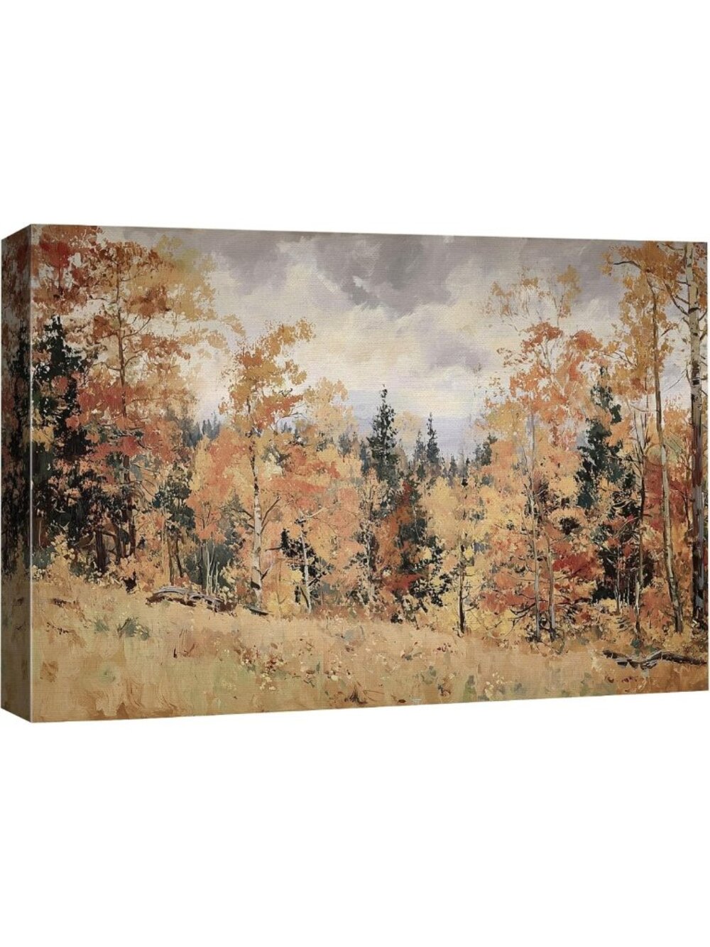 Autumn Aspen Grove Canvas Wall Art - Rustic Woodland Photography 24x36